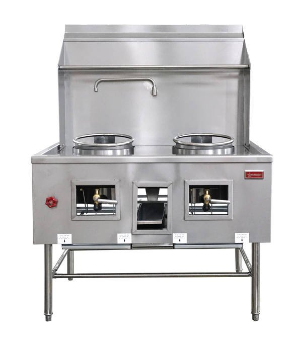 *CUSTOM MADE* 2 Hole Wok Range with Faucets