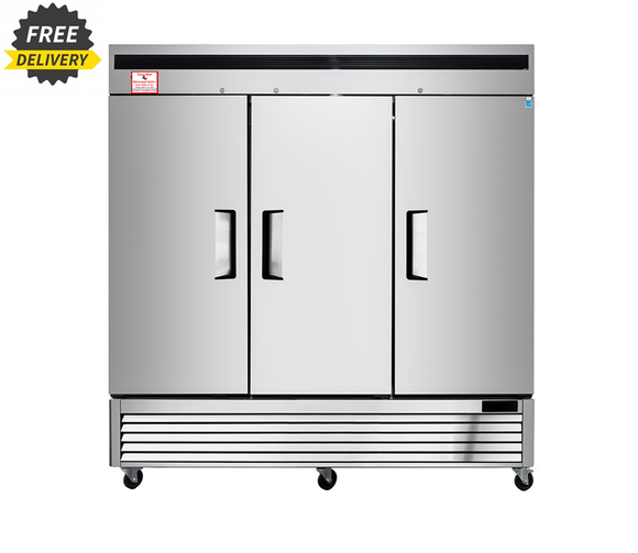 3 Door Commercial Reach in Refrigerator S/S- BOTTOM COMPRESSOR
