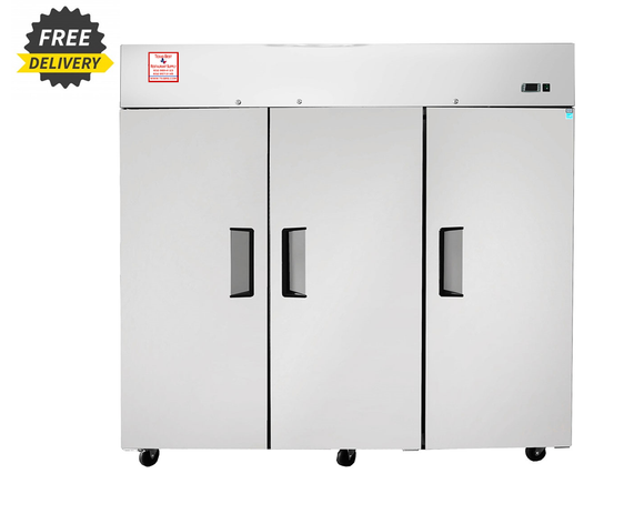 Reach-In  Commercial Refrigerator- Three Solid Doors- TOP COMPRESSOR