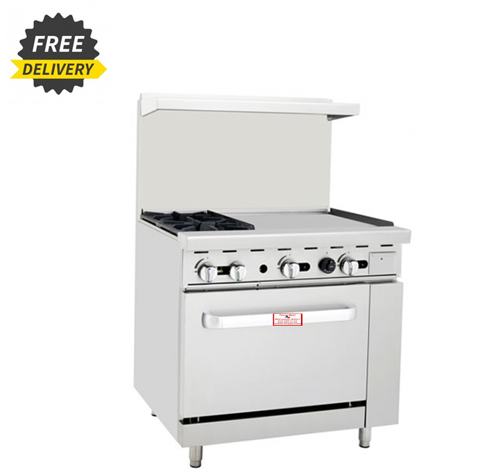 Migali C-G24 Two Burner Natural Gas 24 inch wide Stainless Steel Competitor  Series Countertop Griddles - with Manual Controls, 24W x 20L Cooking  Surface and 2 U shaped Burners