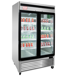 2 Door Glass Reach in Refrigerator with S/S Exterior 44.8cu.ft.