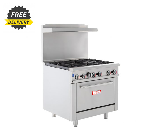 Commercial Gas Burner Range - 6 Burner 24” Cast Iron Griddle and 2 Standard  Oven-Heavy Duty Natural Gas Cooking Performance Group for Kitchen Stainless  Steel Restuarant Equipment- 252,000 BTU/h 60” 