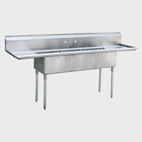 A3CS1818, (18" x 18" 3 Compartment Sink with 2 Drain Boards)